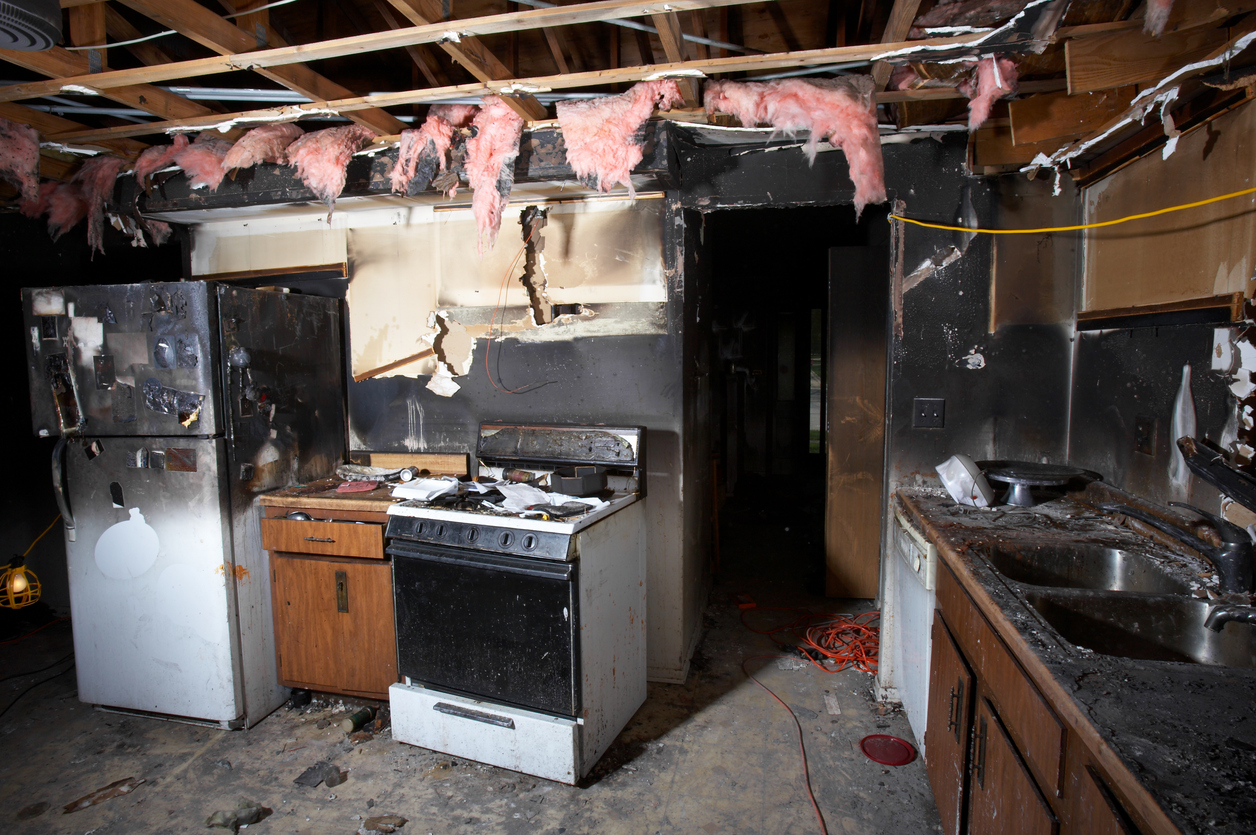 Professional smoke and soot cleaning on interior surfaces